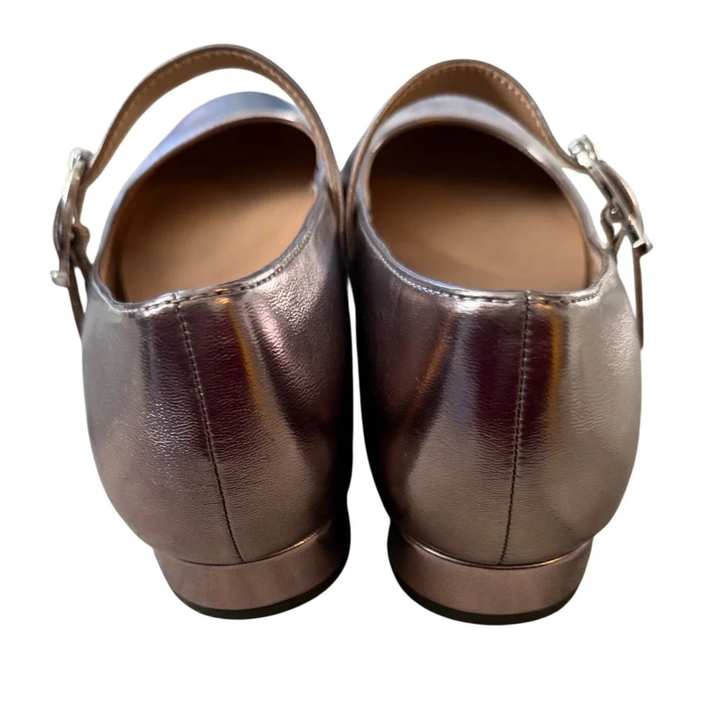 LifeStride Cameo MJ Mary Jane Flats Pewter Metallic Shoes Women's Size 8.5M‎